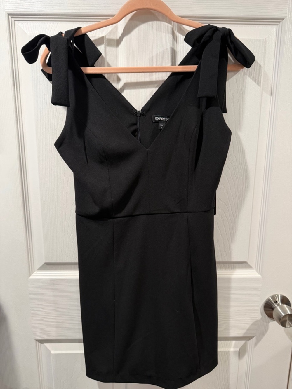 Express Black Tie-Shoulder V-Neck Mini Dress